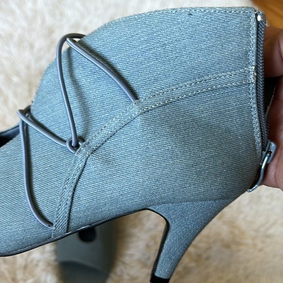 New fabric denim peep elastic crisscross kitten heel casual booties shoe Sz 7.5M - Picture 13 of 13